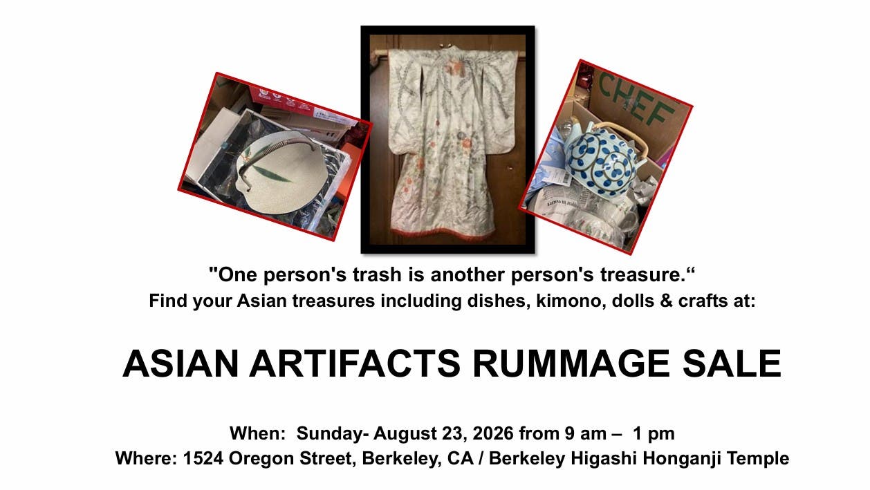 Asian Artifacts Rummage Sale on Sunday, 8/23 from 9 am - 1 pm
