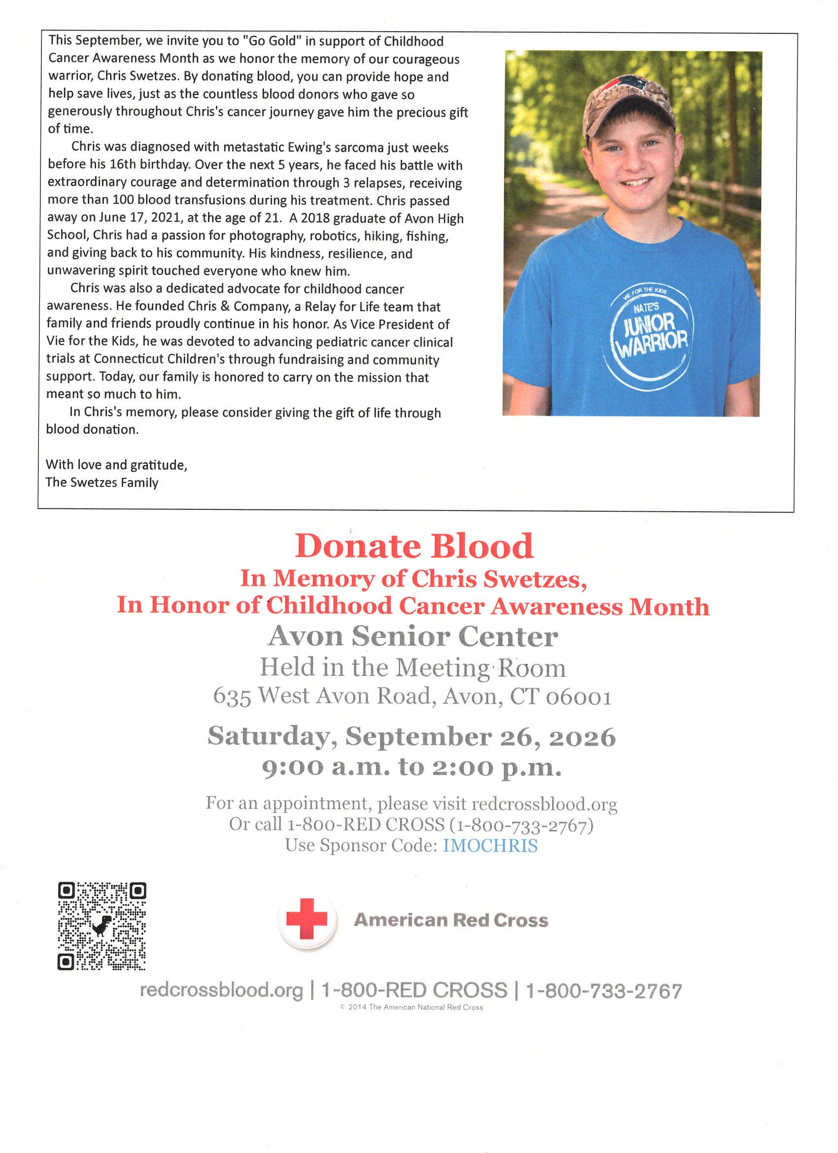 Donate Blood in Memory of Chris Swetzes