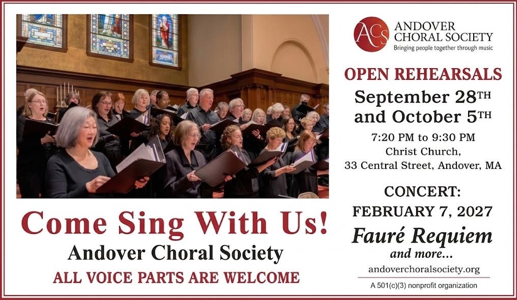 Andover Choral Society Invites Singers to "Come Sing with Us"