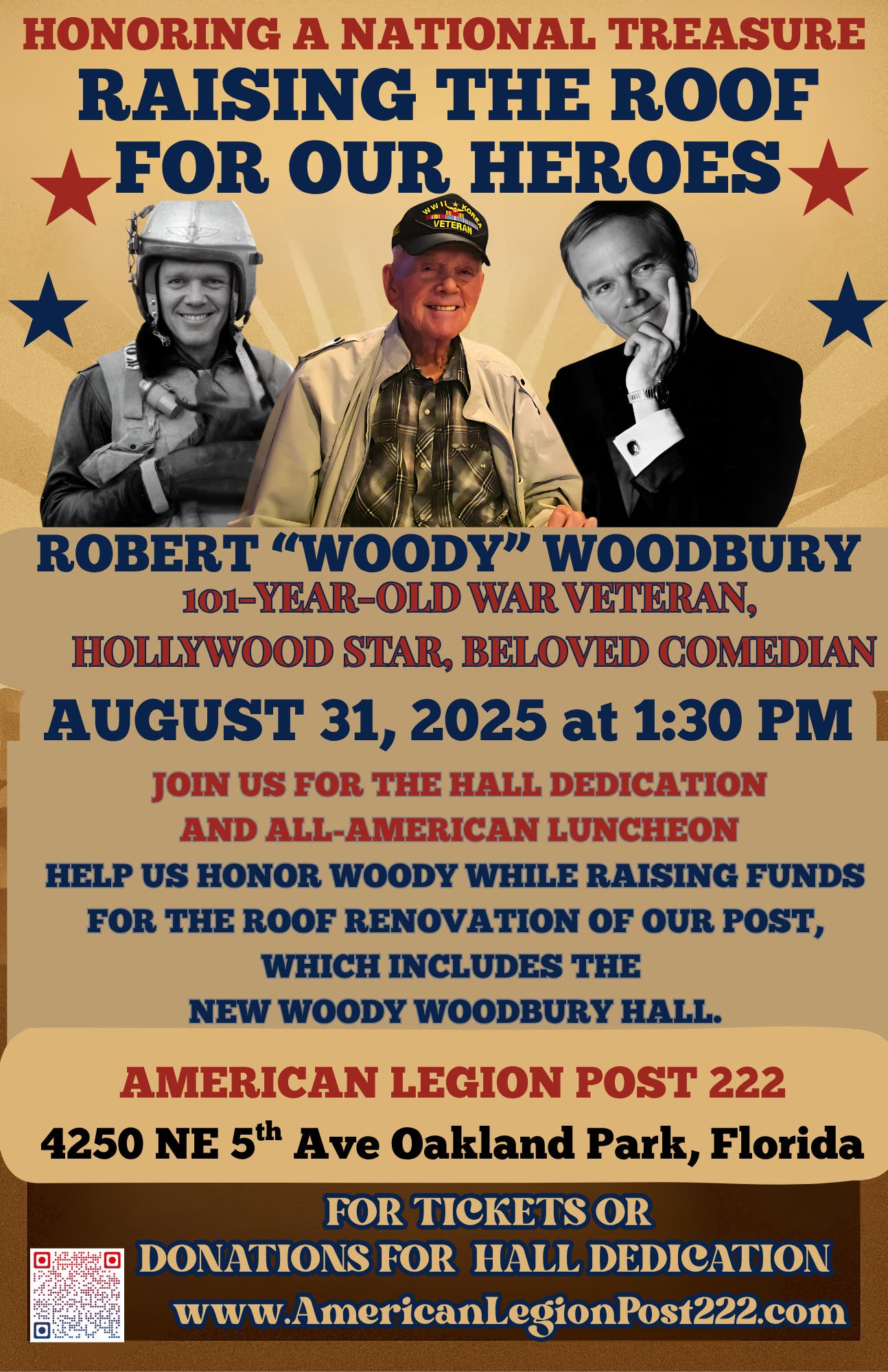 Raise the Roof for our Heroes and Hall Dedication to Wood Woodburry