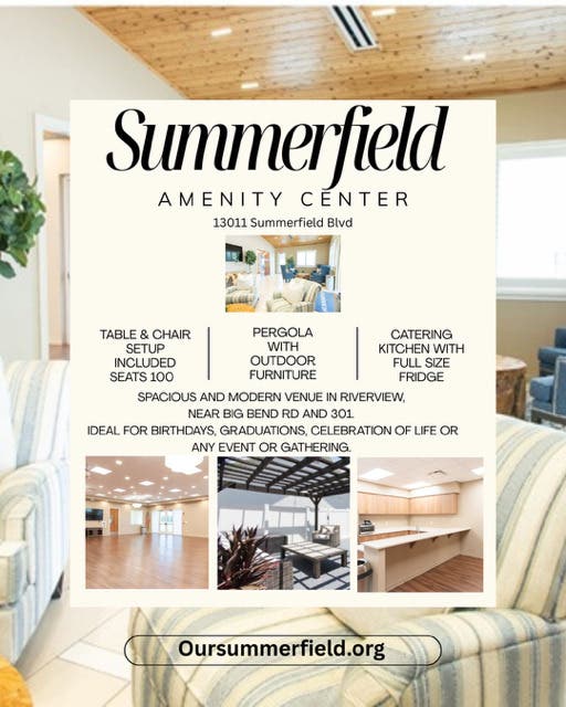 Summerfield Amenity Center perfect for Graduations, Baby Showers or any local Event!