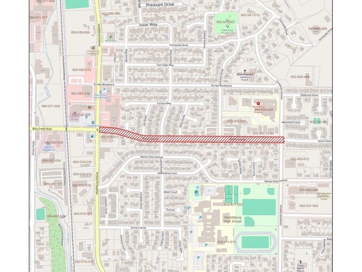 ​There are other, deeper, bone-shaking potholes in Healdsburg but March Avenue (above) has earned the consistent ire of residents for years. 