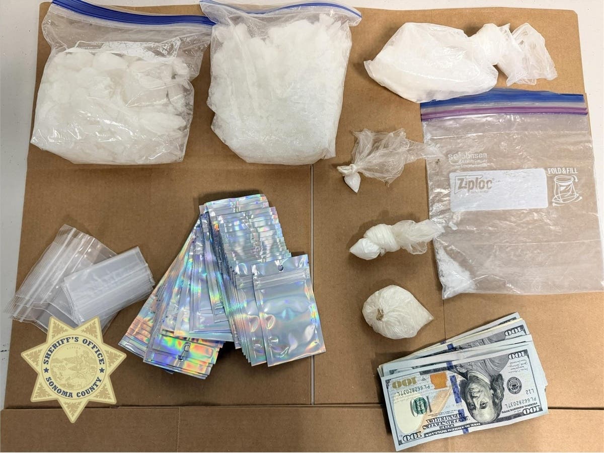 Sonoma County narcotics detectives say a search warrant uncovered more than two pounds of suspected methamphetamine, along with evidence of drug sales, at a Cloverdale home.