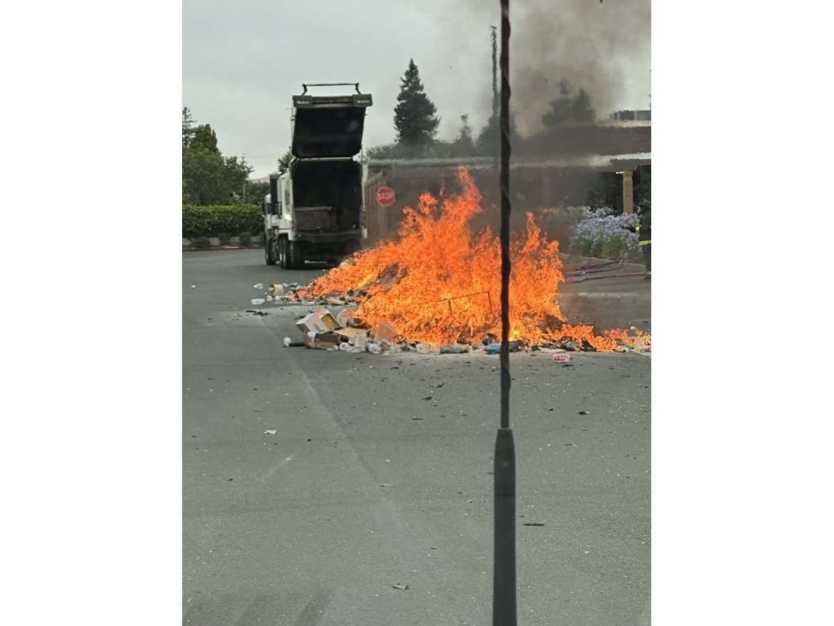 A garbage truck caught fire in north Napa on Tuesday morning, prompting firefighters to renew warnings about the proper disposal of batteries and other potentially combustible waste.