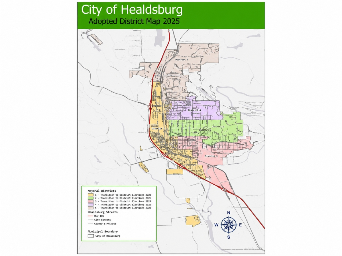 Healdsburg will hold its first district-based city council elections in November 2026, when voters in Districts 2 and 4 choose representatives under a new election system.