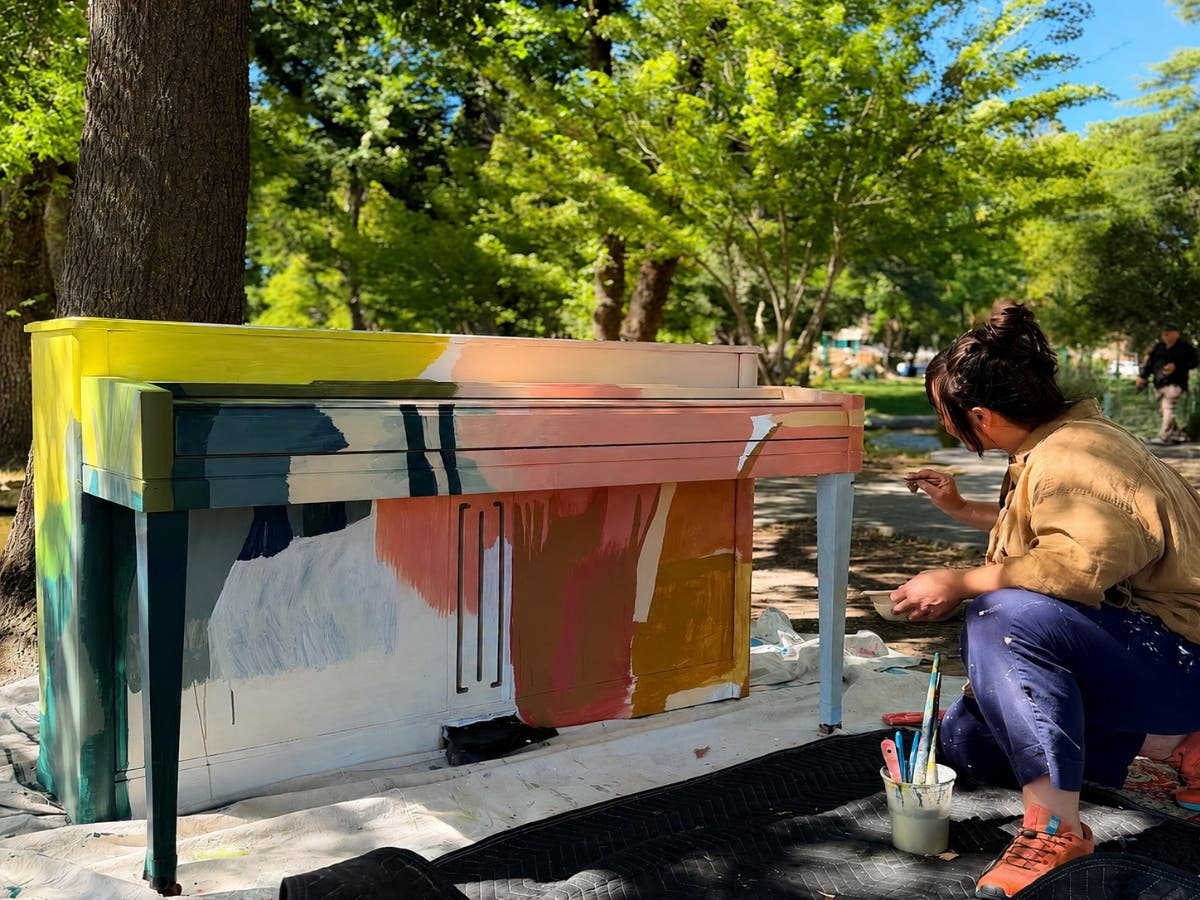 The colorful "Square Keys" piano beside the duck pond invites anyone to sit down, play a song, and become part of Sonoma's newest public gathering place
