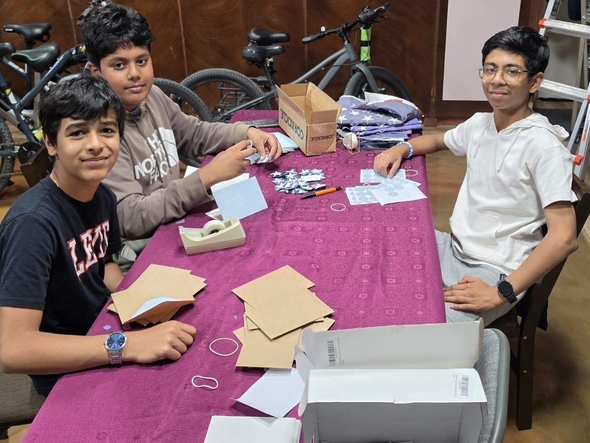 A group of local Scouts gathers to write thank you notes to 250 veterans in honor of the country's 250th birthday.