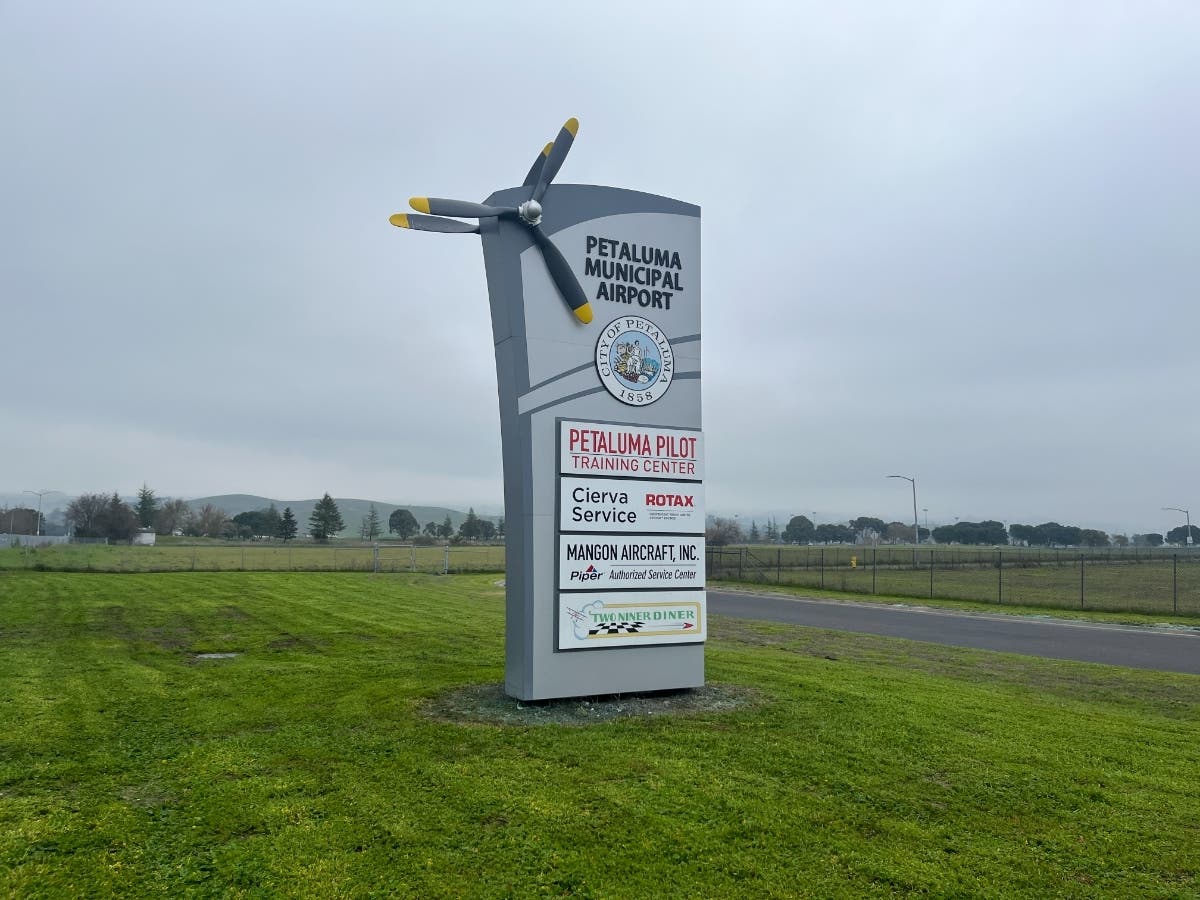 A routine evening flight ended in a crash at the Petaluma Municipal Airport (above) Wednesday evening, July 29, 2026.