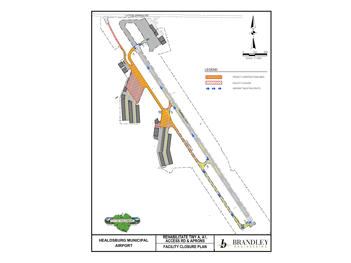 FAA-funded pavement work begins Aug. 17 at the Healdsburg Municipal Airport, limiting hangar access and temporarily closing the runway twice.
