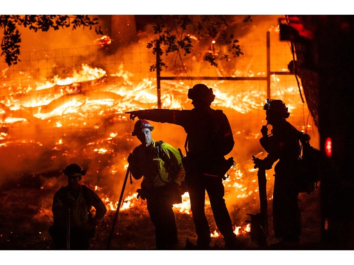 Firefighters battle the Pickett Fire burning in Napa County on Aug. 23, 2025. A year later, California is poised to make its smallest wildfire resilience investment since 2019, despite rising costs, deaths, and increasingly destructive fires. 