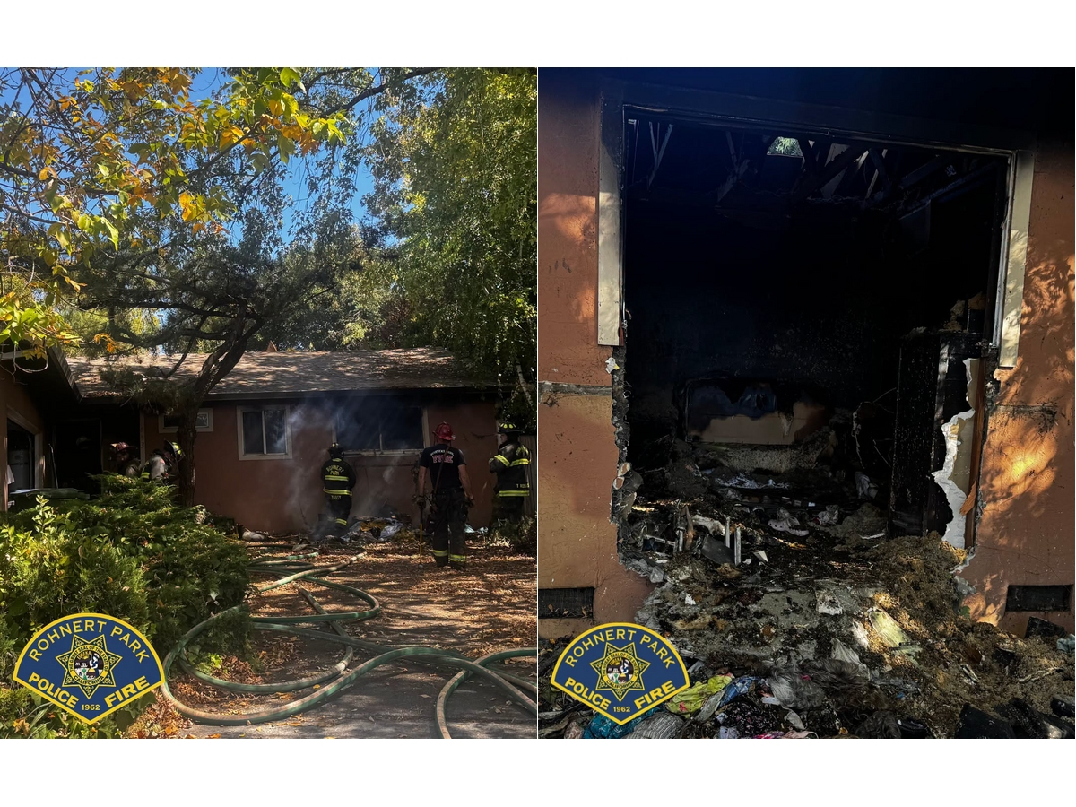 Flames poured from a home’s front door and window when firefighters reached the Alta Avenue residence.