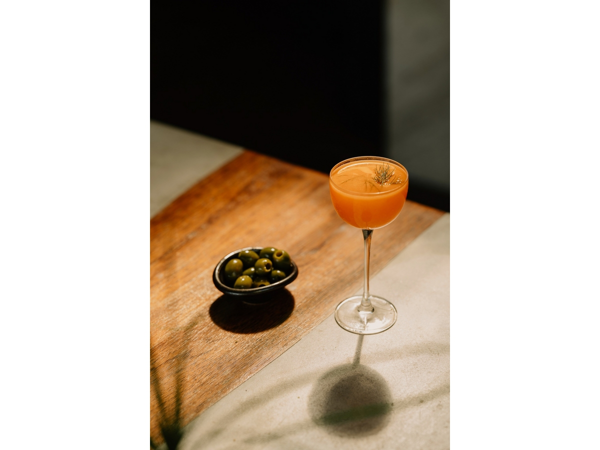 Poppies cocktail pairs acidified carrot juice and dill in a savory vodka sour. Herbs, vineyard grapes, citrus, and even leftover pineapple skins help tell Sonoma’s story in a glass at Montage Healdsburg. California. 