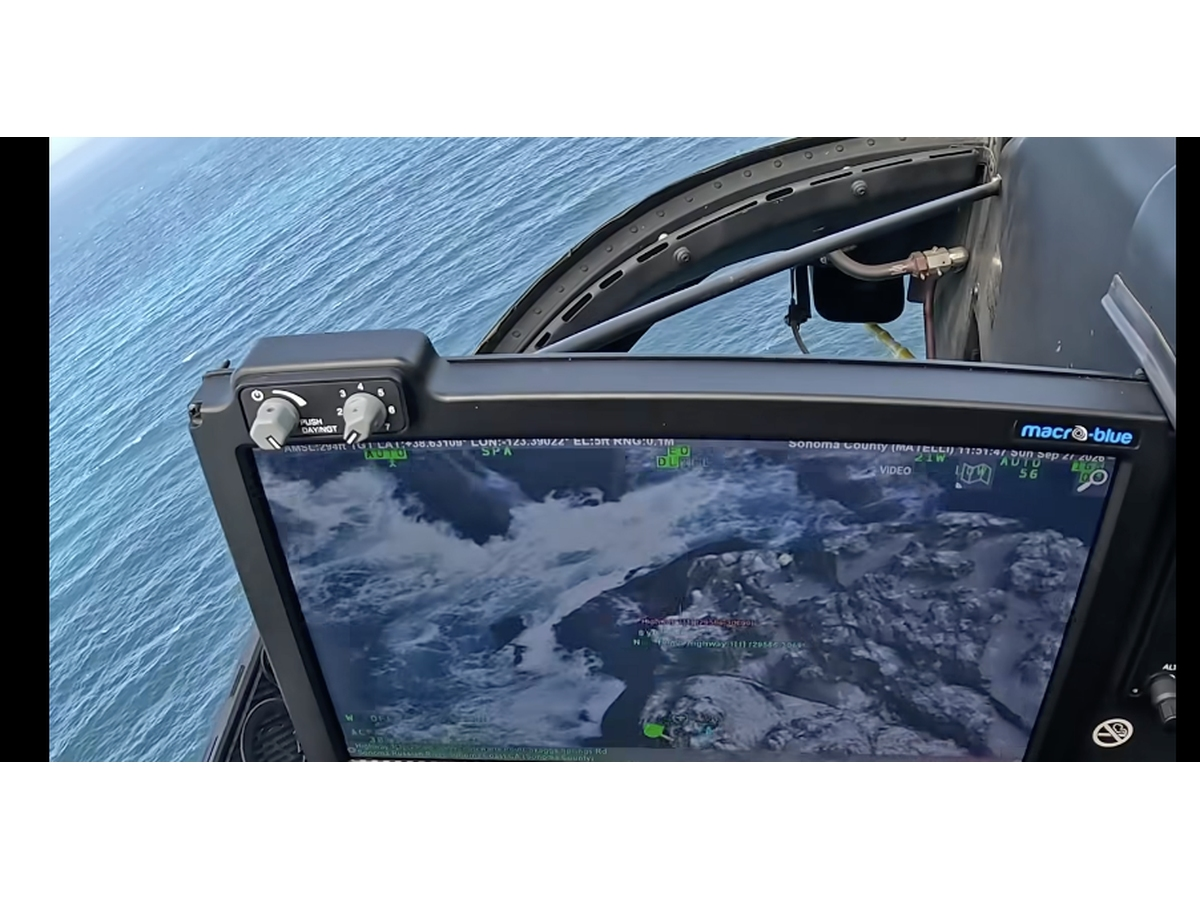 Sonoma County Sheriff's helicopter crew helped a man stranded on a rock to safety Sunday afternoon. Two other people on a nearby were fishing and remained.