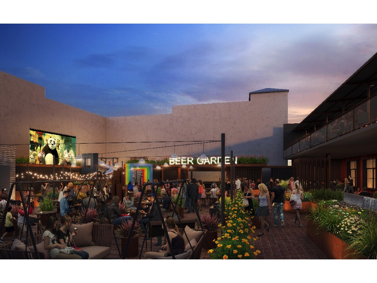 An early rendering of The Foundry brought food, drinks, live entertainment, games, and children’s activities to Locust Street but when it will open is still unclear.