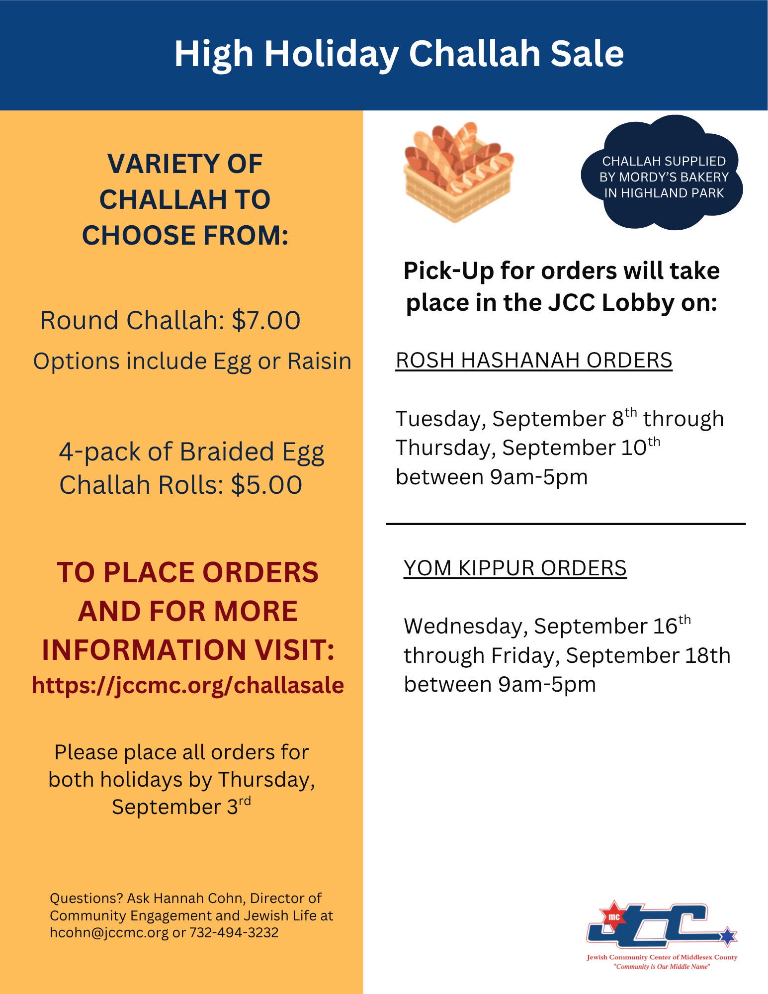 High Holiday Challah Sale