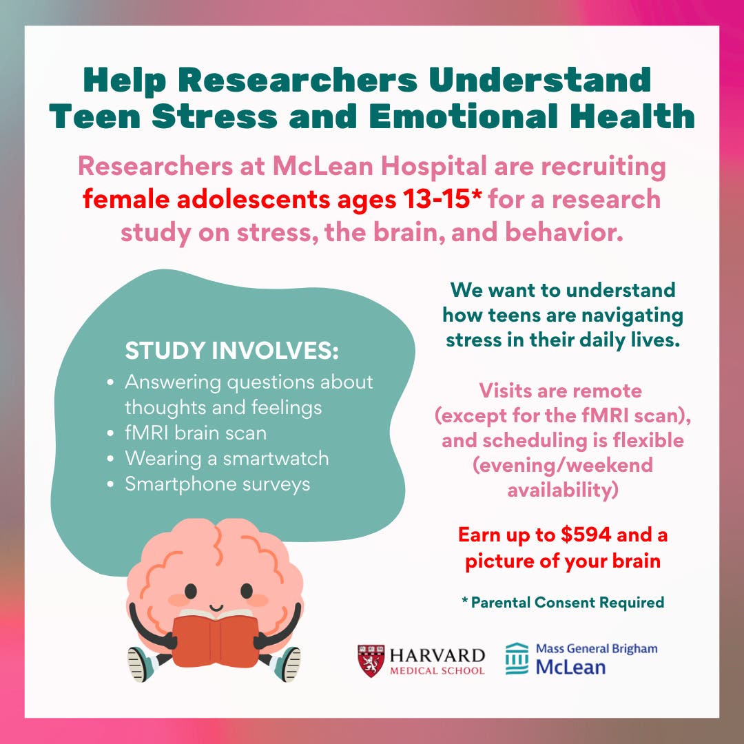 McLean Hospital Study on Stress, Mood, and the Brain. Earn up to $594!