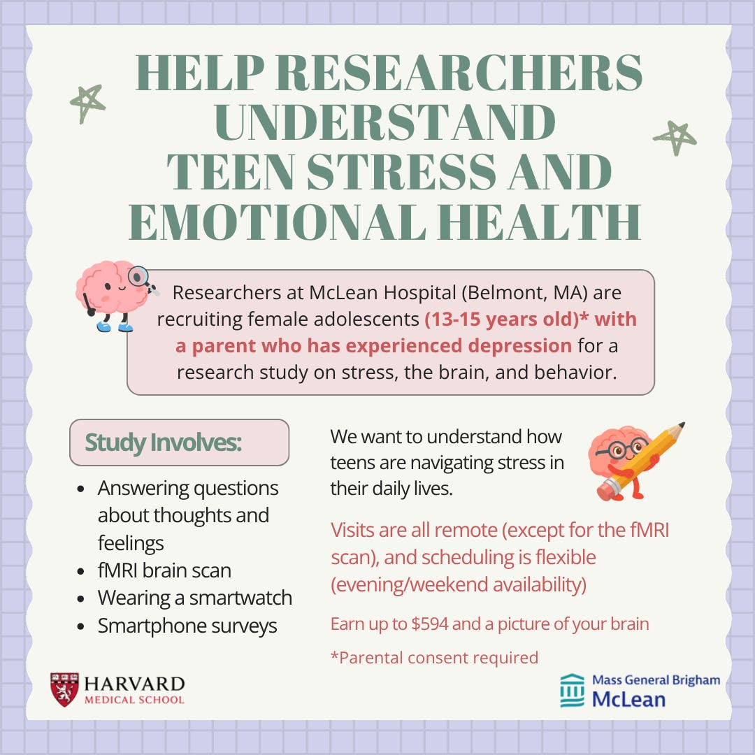 Recruiting Teens for Study on Stress, Mood, and the Brain