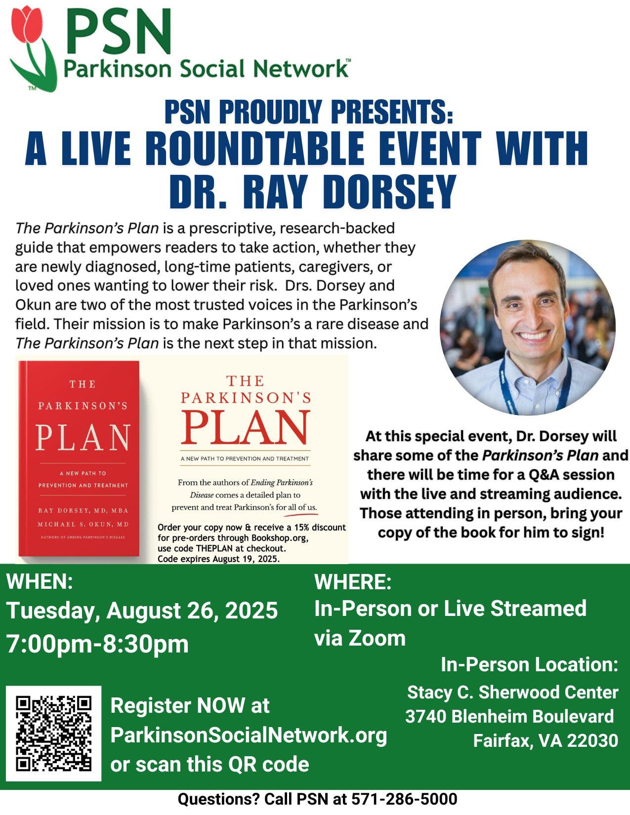 Live Roundtable, Q&A, and book signing event with author and neurologist, Dr. Ray Dorsey