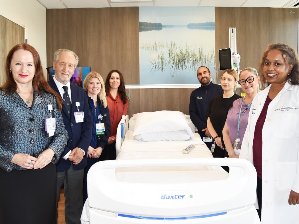 Neurology leaders mark Phelps Hospital's level 3 EMU designation. From left: Anna Hohler, MD, Ruben Kuzniecky, MD, Kellie Conte, RN, Denise Daly, NP, James Chrystal, PA, Zhanna Fert, R. EEG T, Tracy Cabrera, Nisali Gunawardane, MD. 