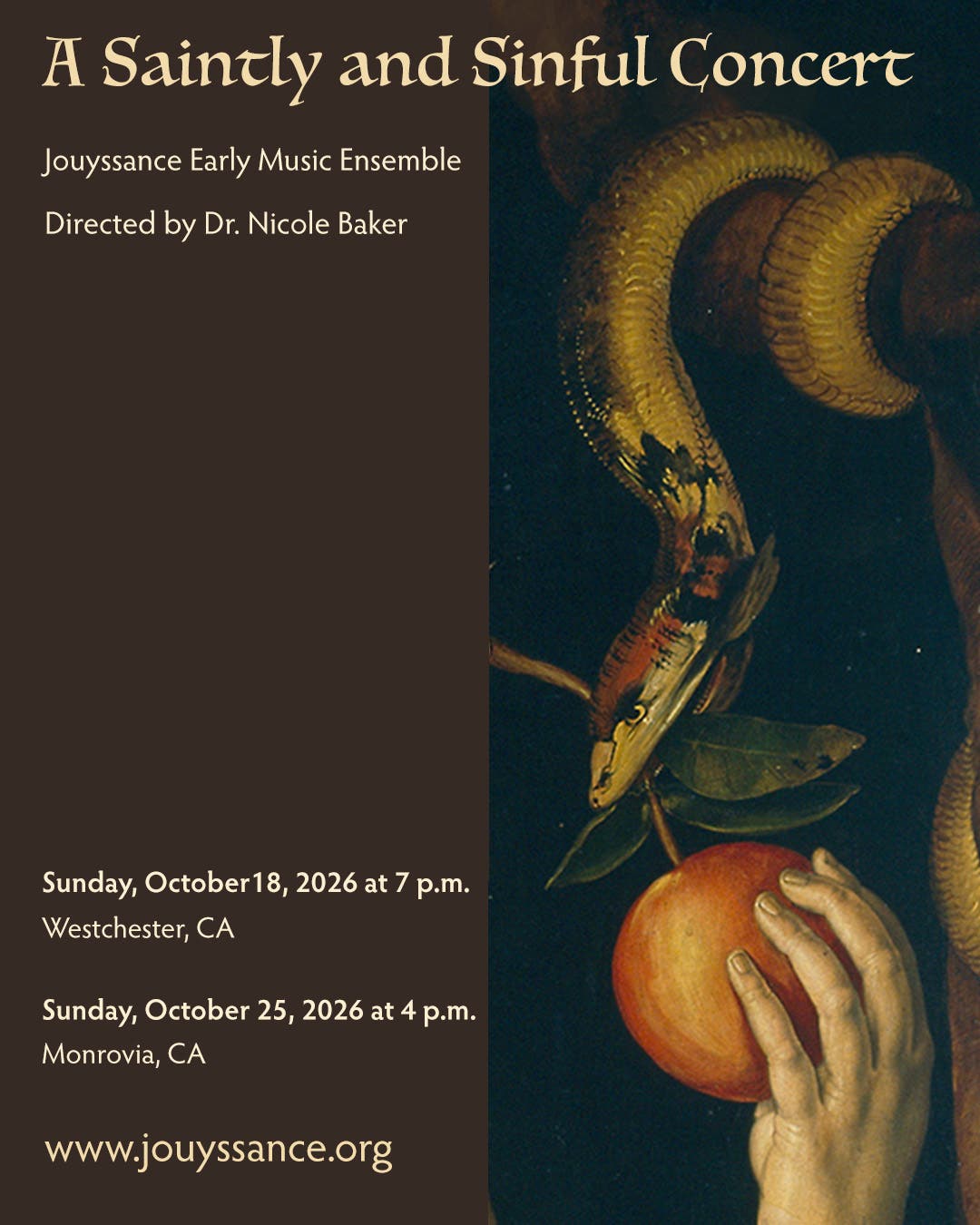 Jouyssance Early Music Ensemble presents "A Saintly and Sinful Concert"