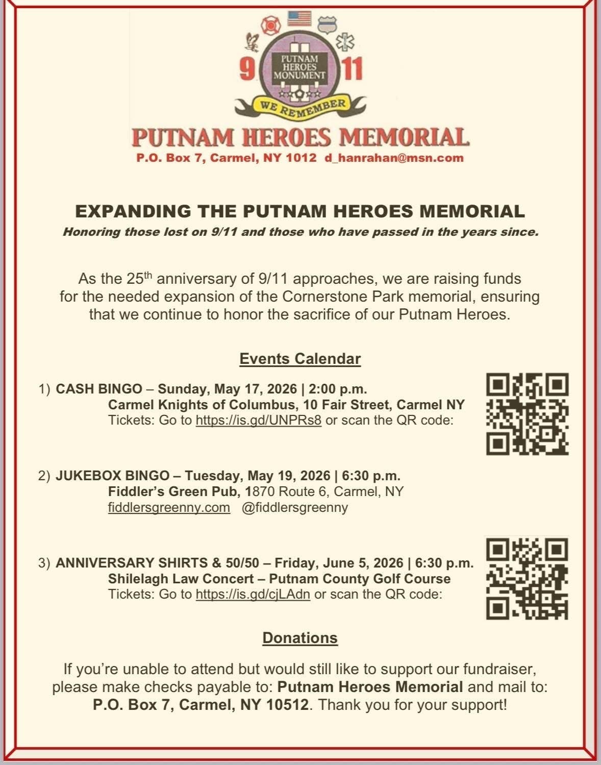 Expanding The Putnam Heroes Memorial Events Calendar