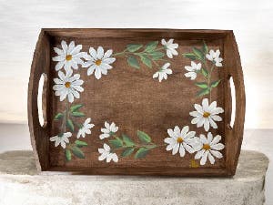 Evening One Stroke Painting Class: Daisy Tray Project
