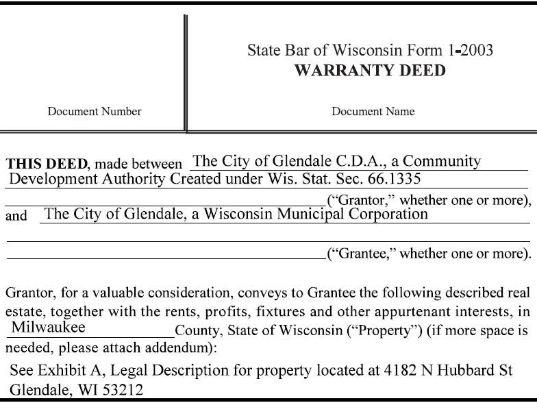 Image of one of the properties changed to City of Glendale ownership, readying it for sale to Shorewood.