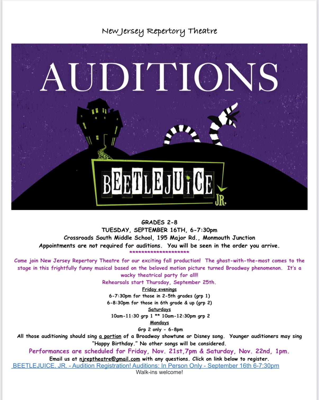 Beetlejuice Jr Auditions