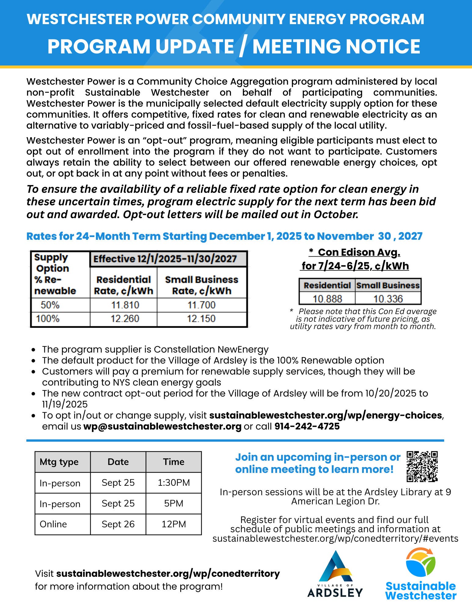 Westchester Power Information Session-  Ardsley Library