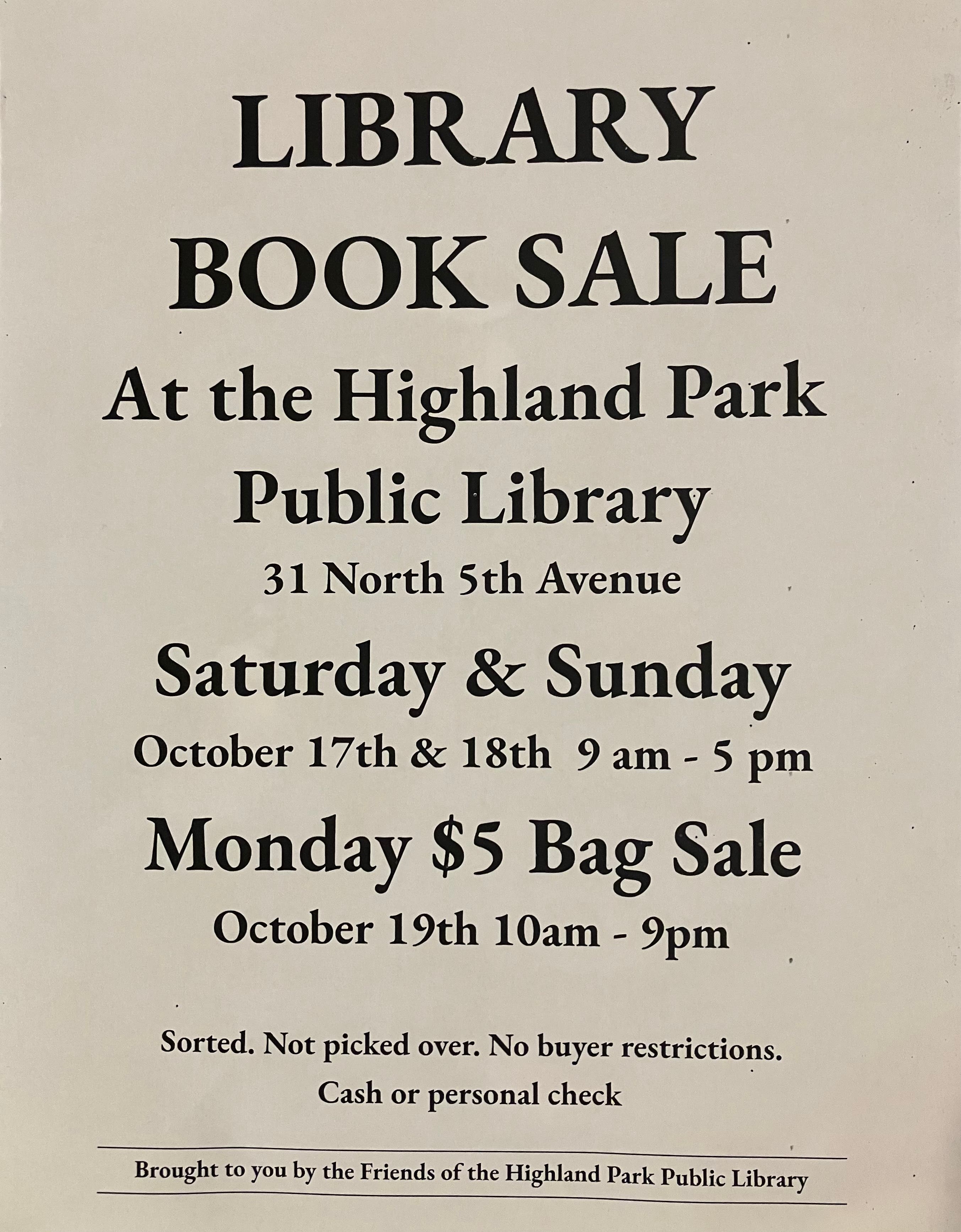Friends of the Highland Park Public Library Annual Book Sale