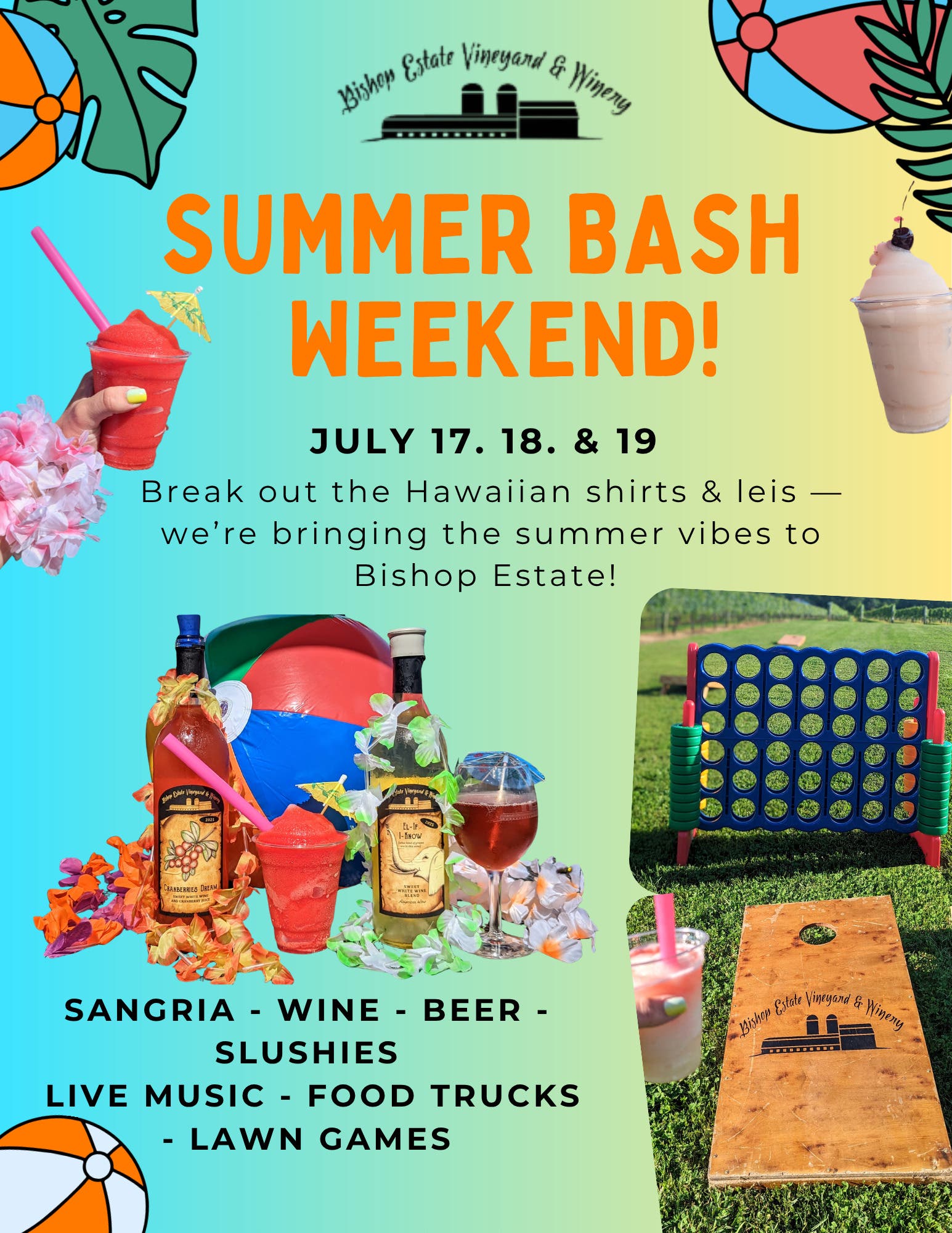 Summer Bash Party weekend at Bishop Winery! 