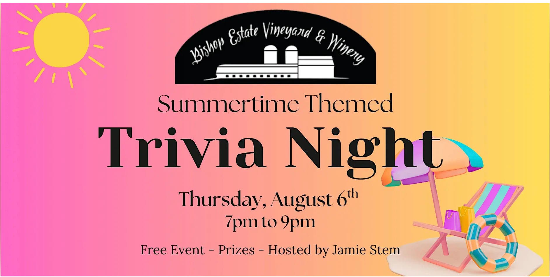 Summertime Themed Trivia Night by Jamie Stem at Bishop Estate!