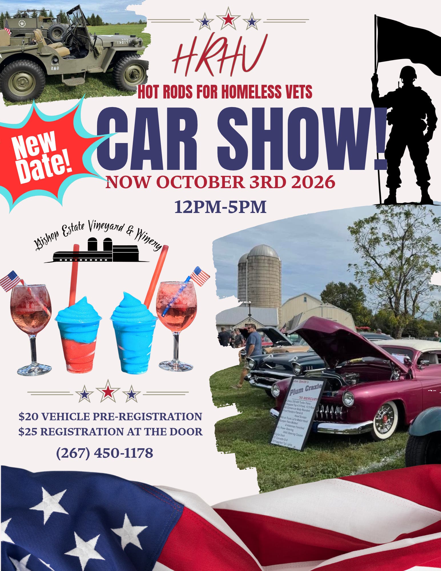 Car Show, Hot Rods for Homeless Vets at Bishop Estate Vineyard & Winery! 