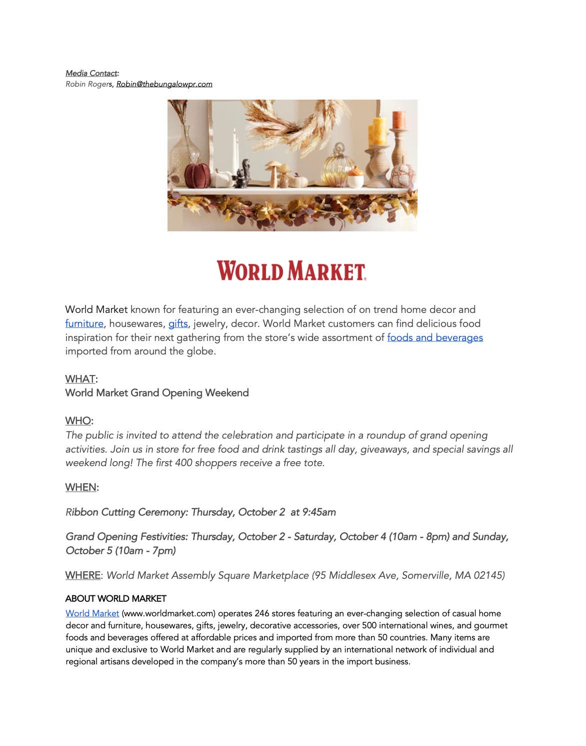 World Market Grand Opening 
