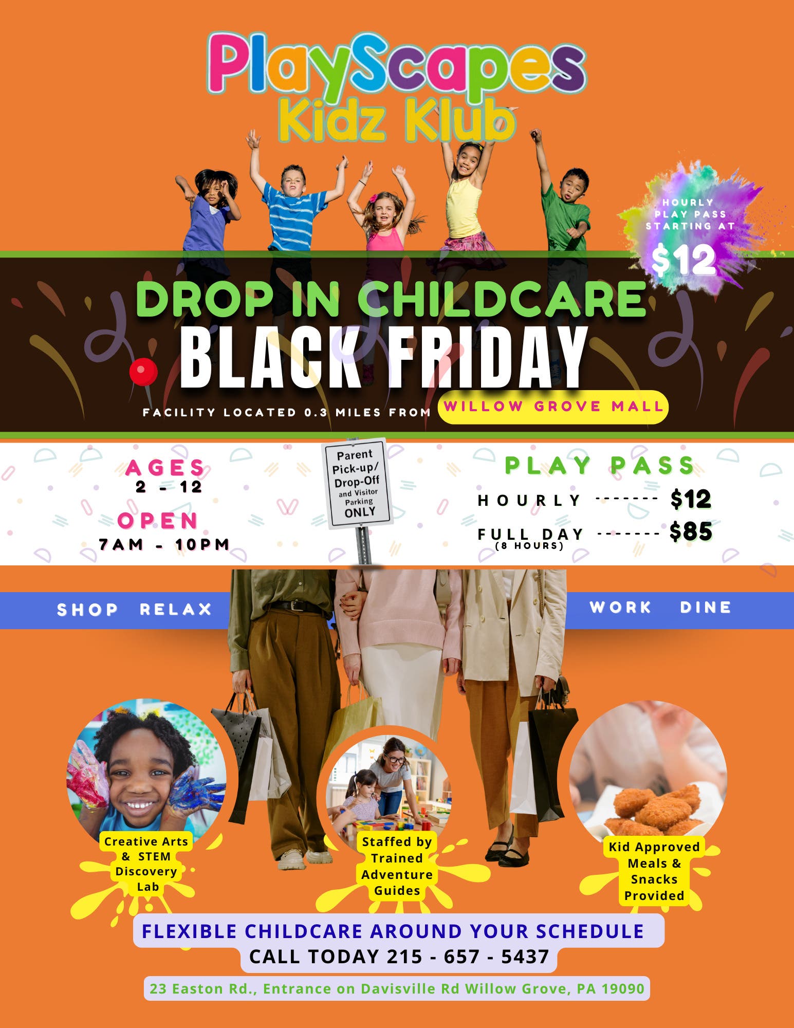 PlayScapes Kidz Klub™ in Willow Grove is hosting a special Black Friday FUN DAY! 