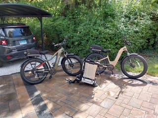 Two Aventon Adventure E Bikes for Sale and THULE Bike Rack