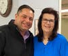 Sal Mangano, President of Mangano Family Funeral Homes with Carolyn Epifane, Director of the Spangle Drive Senior Center. 