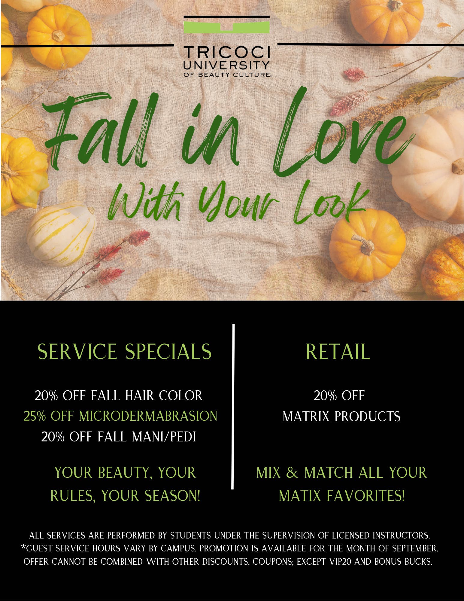 September Salon Promos: Tricoci University of Beauty Culture