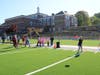 Students take their first steps onto the new field at Washington Irving School, marking the start of a space they’ll use each day for learning, play, and connection.