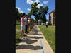 Washington Irving students participate in the "Crossing the Line" activity, an exercise designed to foster empathy, understanding, and connection by helping participants recognize shared experiences and challenges.
