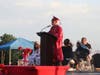 Valedictorian Thaddeus Kromelis II addresses his classmates during the Sleepy Hollow High School Class of 2026 commencement ceremony, encouraging graduates to prioritize fulfillment, community, and love for one another.
