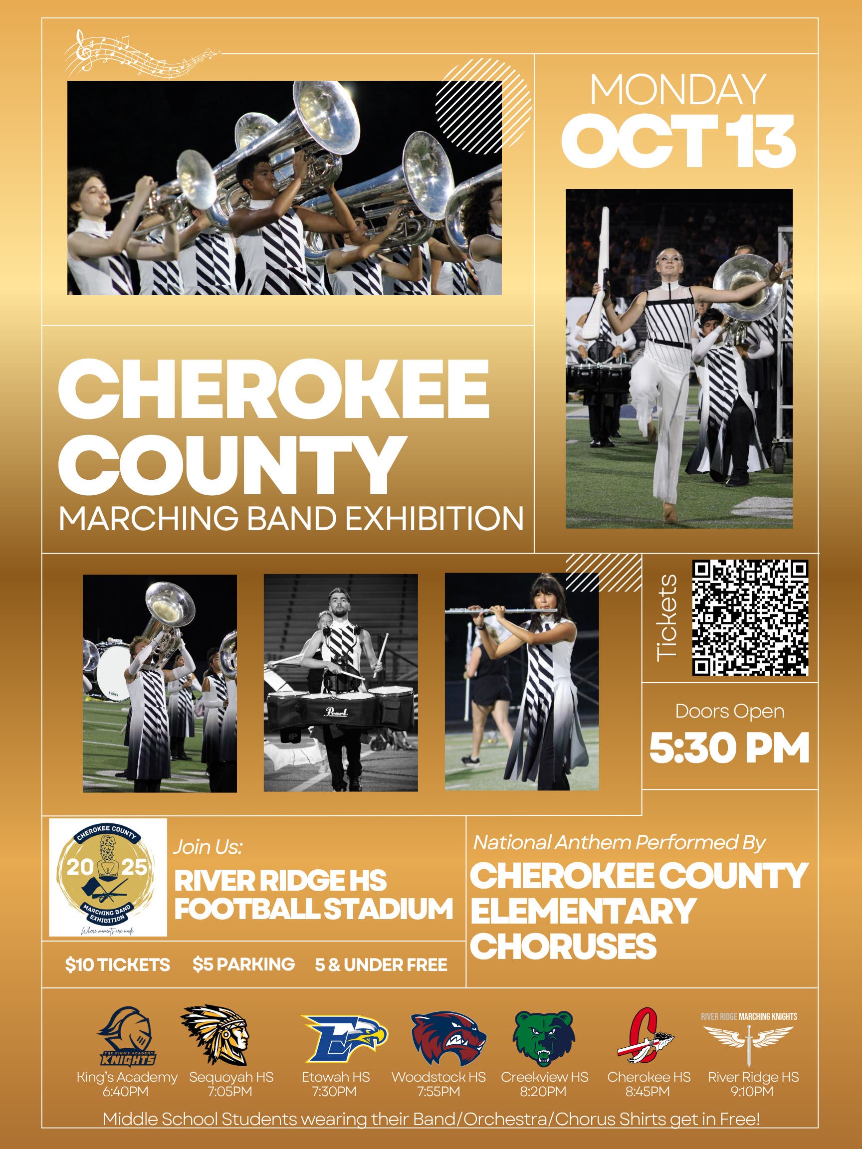 Cherokee County Marching Band Exhibition at River Ridge High School 