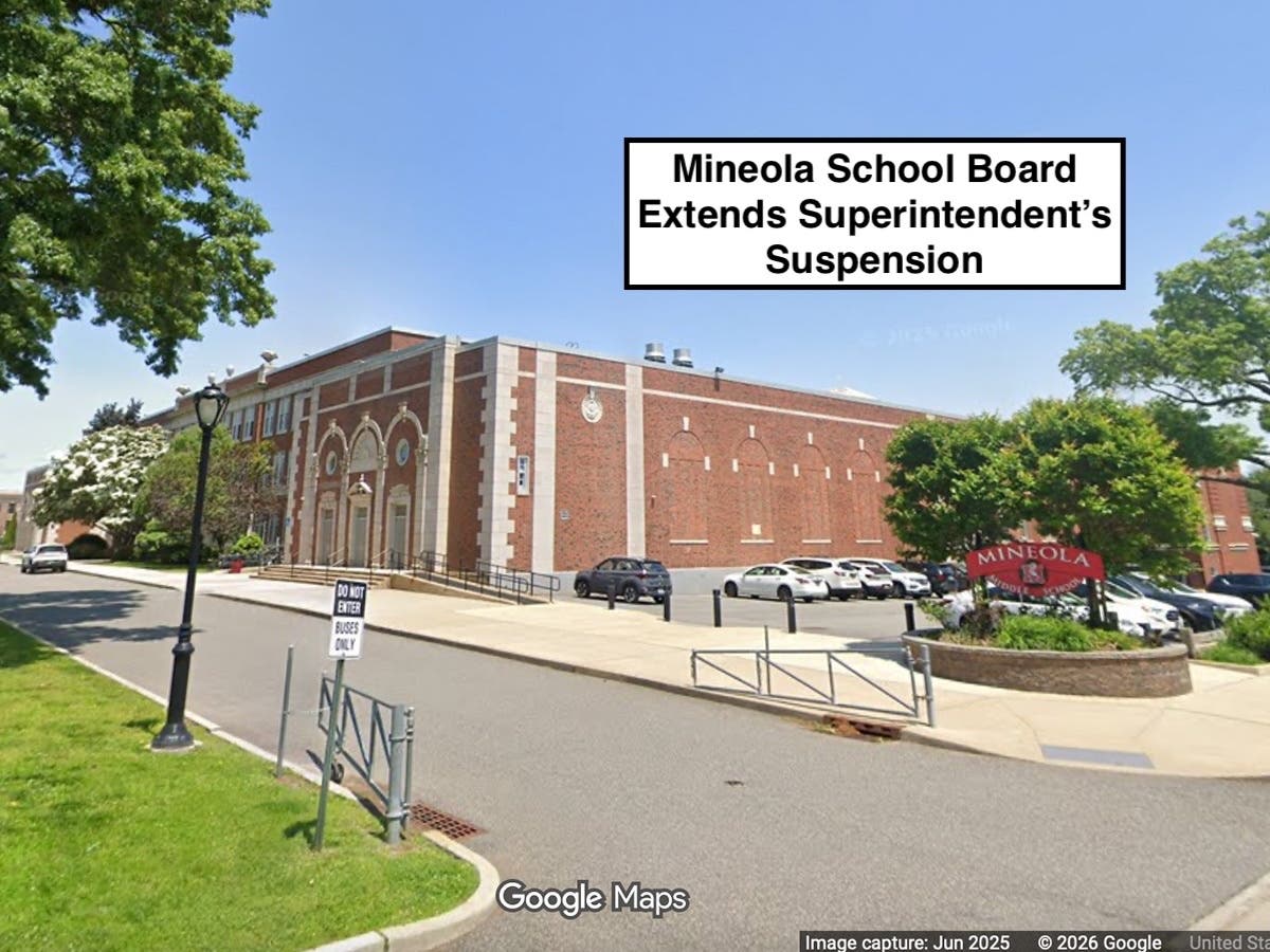 The Mineola School Board voted to extend the Superintendent's current suspension until the next meeting.