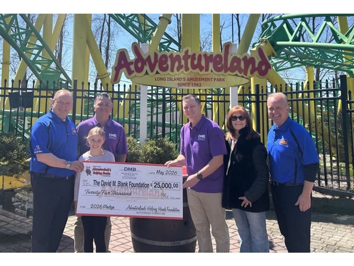 Members of the foundation's board, Chad Blank, Jordan Blank, Pamela Blank, and Ashleigh Wiktor, visited Adventureland to accept the donation.