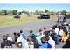 Students watched as a New York State Police dog prepared to chase down a “bad guy” – a trooper in a dog bite training suit.