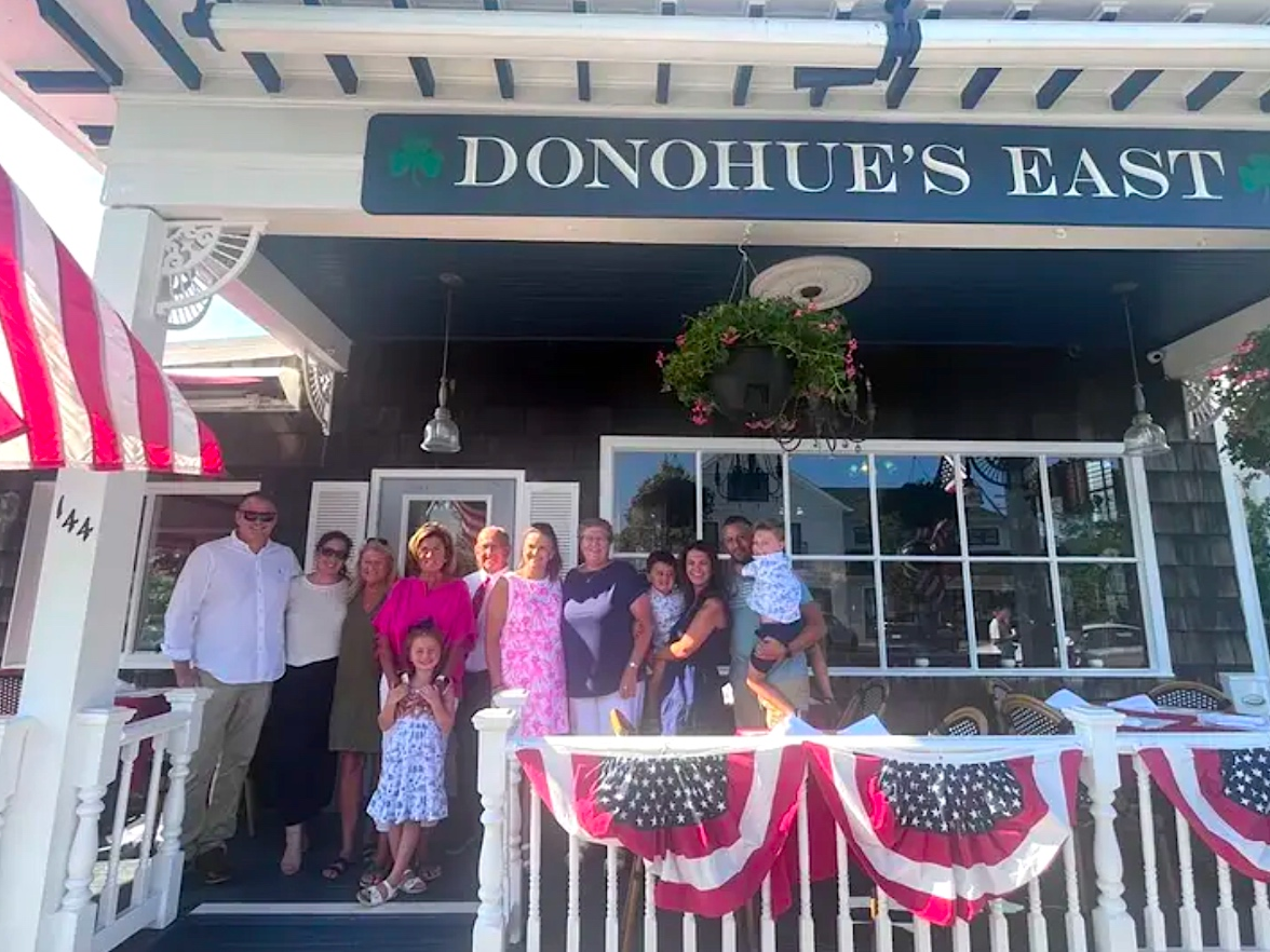 Maureen Donohue-Peters with her family at the opening of Donohue's East in Westhampton Beach in 2025.