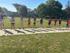 As part of the event, students formed a human chain stretching from the donation room and
out to the front entrance to a waiting bus.
