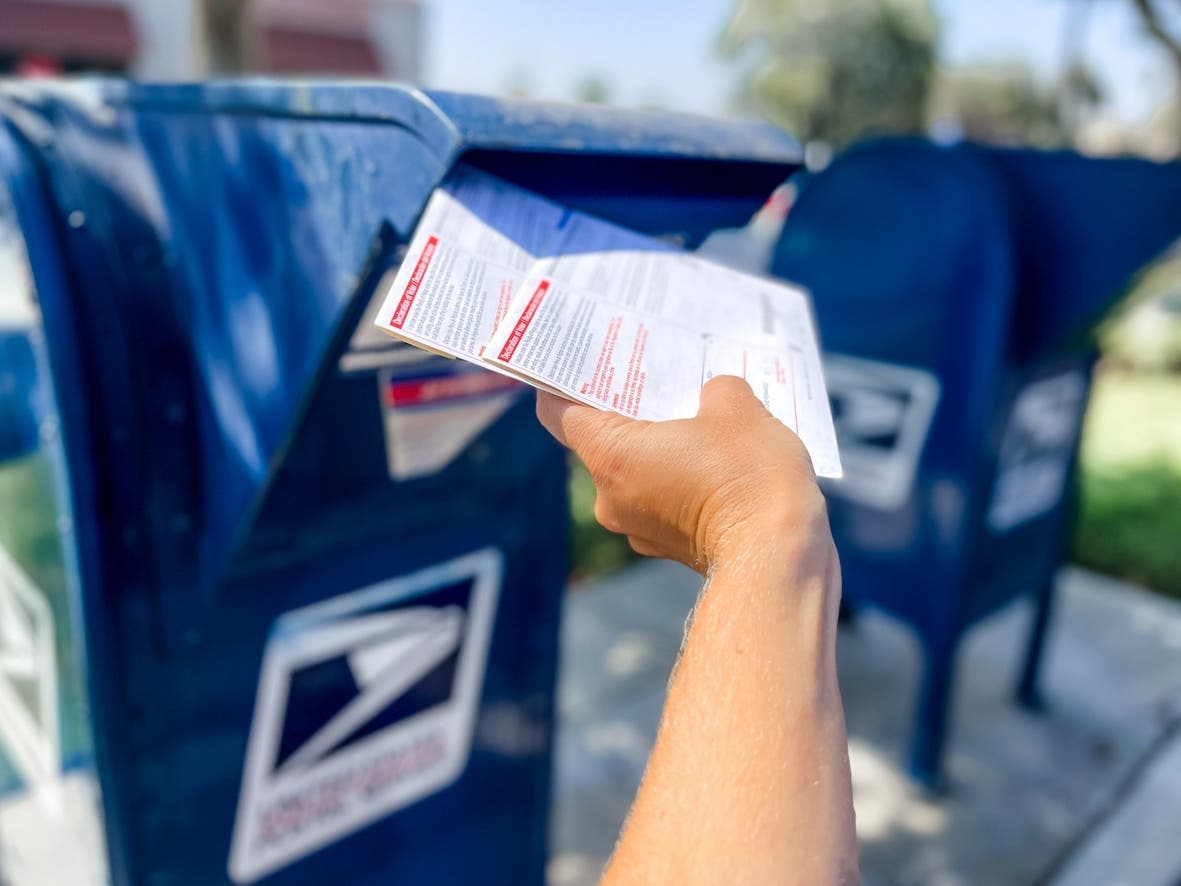 Declaration of Voter Form in a mailbox.