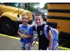 Students sported matching backpacks.