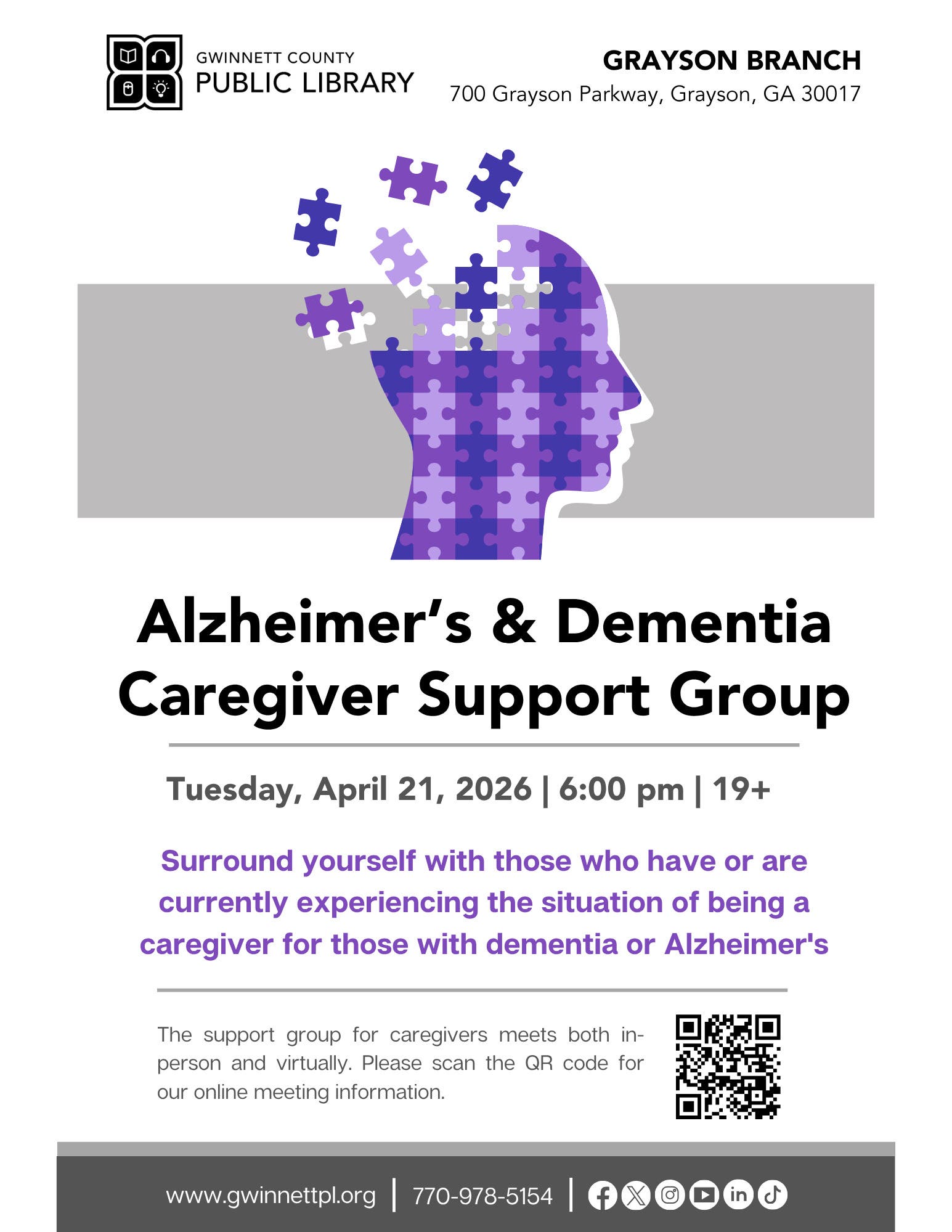 Alzheimer's & Dementia Caregiver Support Group